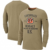 Men's Cincinnati Bengals Nike Tan 2019 Salute to Service Sideline Performance Long Sleeve Shirt,baseball caps,new era cap wholesale,wholesale hats